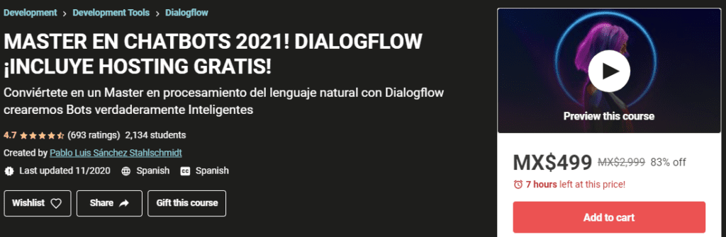 MASTER EN CHATBOTS 2021! DIALOGFLOW ¡INCLUYE HOSTING GRATIS!