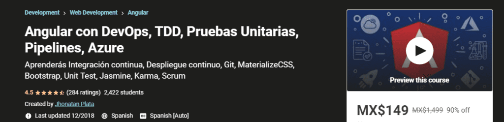 curso de Integración continua, Despliegue continuo, Git, MaterializeCSS, Bootstrap, Unit Test, Jasmine, Karma, Scrum