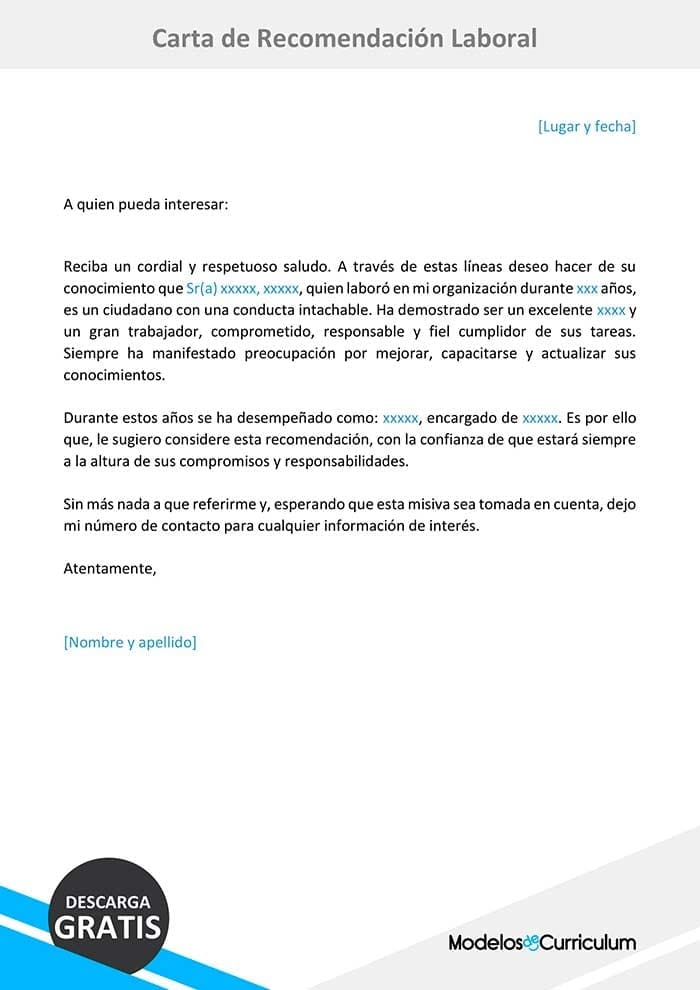 carta recomendacion laboral